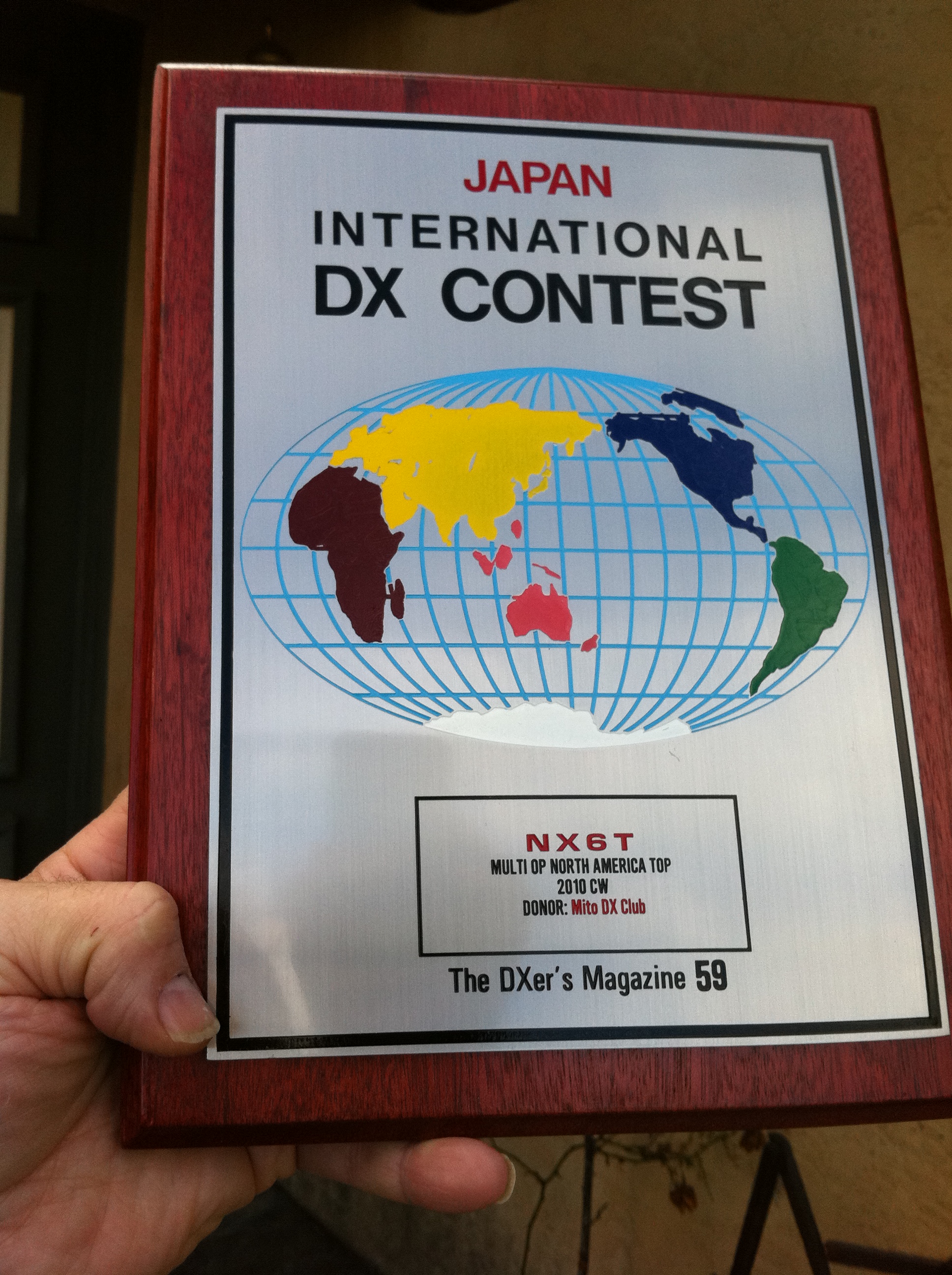 JIDX CW 2010 Plaque